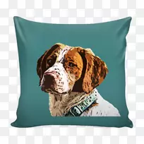 犬种布列塔尼狗扔枕头垫猎犬枕头