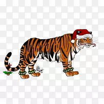老虎圣诞猫圣诞老人夹艺术-虎跑