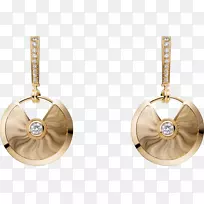 耳环彩色金卡地亚钻石珠宝模型