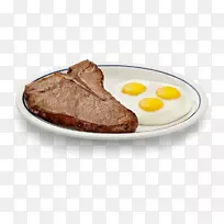 牛排和鸡蛋煎饼早餐牛排-早餐
