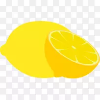 柠檬黄橙画水果-柠檬