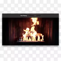 电壁炉炉膛电视圆木火焰