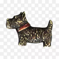 苏格兰猎犬深红色栀子花珠宝项链胸针-珠宝