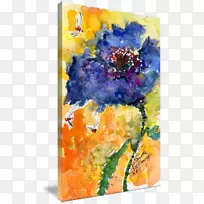 水彩画花卉设计现代艺术水彩画蜜蜂