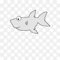 鲨鱼画线艺术卡通剪辑艺术-创意鲨鱼