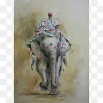 阿默尔堡水彩画斋浦尔印度象画