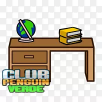 企鹅俱乐部像素艺术剪贴画-书房桌