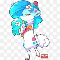 嘴字卡通剪辑艺术-蓝色夏威夷