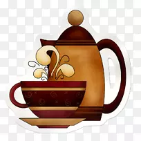 咖啡，茶，面包店，剪贴画-咖啡
