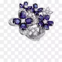 紫水晶宝石体珠宝胸针-蓝宝石