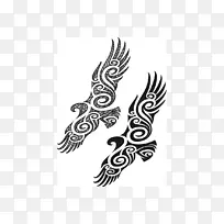 MāOri People纹身剪影壁画毛利纹身