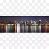 曼哈顿中城天际线韦霍肯摄影哈德逊河-全景绘画
