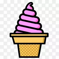 冰淇淋圆锥形软食草莓夹艺术冰淇淋