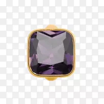 镀金紫水晶珠宝魅力手镯-金