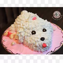奶油生日蛋糕，糖霜蛋糕装饰-小狗