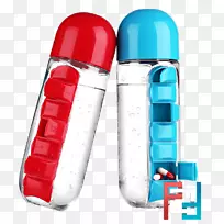 药盒和药箱，水瓶，片剂，药品剂量-片剂