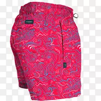 佩斯利泳裤连衣裙-粉红色波浪