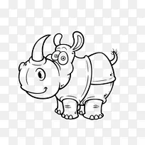羊毛犀牛画-爪哇犀牛
