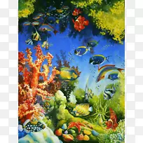 珊瑚礁鱼生态绘画