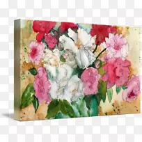 花园玫瑰，水彩画，花卉设计，水彩画，花卉花束，水彩画牡丹