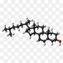 胆固醇球棒模型PubChem帕金森病分子-胆固醇