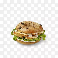 芝士汉堡早餐三明治三文鱼汉堡百吉饼凯撒沙拉百吉饼