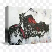 画摩托车正午骑画廊包帆布-绘画