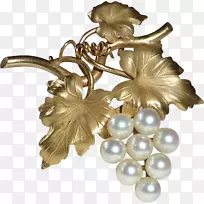 养殖珍珠葡萄黄金首饰胸针-葡萄