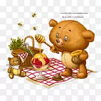 熊插画夹艺术-熊蜂蜜