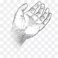 拇指手模型线艺术素描设计