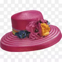 风琴粉红丝带彩带帽子女帽