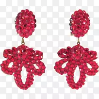 红宝石耳环体珠宝珠紫红色-红宝石