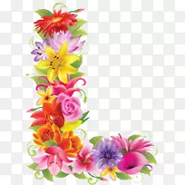 英文字母表插花艺术-花