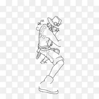 线描素描-波特加斯D.王牌