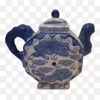 茶壶陶瓷壶蓝白色陶器水壶