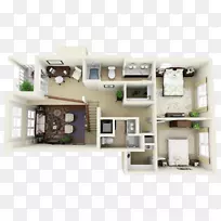 住宅公寓三维平面图-3D平面图