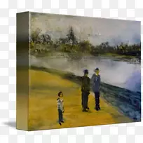 水资源绘画休闲景观江画