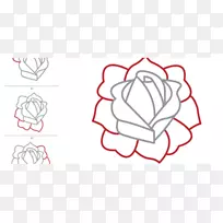 画玫瑰线艺术素描心形纹身t恤