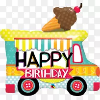 冰淇淋锥气球生日那不勒斯冰淇淋-冰淇淋卡车