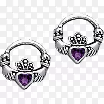 紫水晶耳环银环体珠宝银