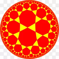 用凸正则多边形对称圆在双曲平面欧式倾斜中的镶嵌双曲几何均匀倾斜