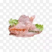 生鱼片熏火腿小牛肉装饰动物脂肪