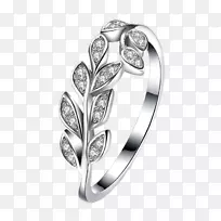 结婚戒指立方氧化锆首饰纯银戒指