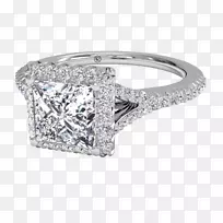婚戒公主切割订婚戒指钻石透视