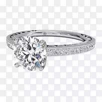 订婚戒指公主切割钻石切割婚戒-透视