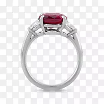红宝石订婚戒指银首饰红宝石