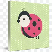粉红m卡通长方形动物-水彩画瓢虫