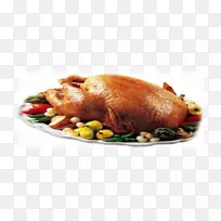 火鸡肉感恩节晚餐-烤肉火鸡