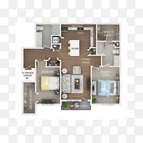 奥克克利夫公寓，卧室，演播室，公寓-三维墙壁标记海