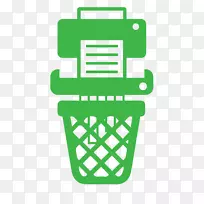 垃圾桶和废纸篮，回收箱，电脑图标.绿色滴